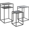 HAKU Möbel Set di 3 tavolini, metallo, nero, L 26 x P 26 x A 42 cm/L 30 x P 30 x A 50 cm/L 34 x P 34 x A 64 cm