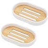 AMARE Portasapone bianco con bambù, set Seifenschalen
