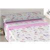 Degrees home - Unicorno - Lenzuola per bambini 105 x 190 - Set di lenzuola da 105 x 190 per bambini, lenzuola in microfibra, 3 pezzi, rosa