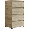 Mama Store CASSETTIERA 60 cm 4 CASSETTI, Quercia Naturale, L.61 X P.44 X H.103 cm