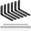 QWORK® 6 Pezzi Staffe Angolari, Staffe A L, Supporto Per Mensola, Con Viti E Tubi Di Espansione, 125x75x20mm, Nero
