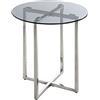 HAKU Tavolino rotondo in acciaio inossidabile con piano in vetro grigio Tavolino da divano rotondo in vetro di sicurezza da 8 mm - Dimensioni: A 55 x Ø 50 cm; Stile: Art Déco
