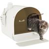 PawHut Lettiera per Gatti Chiusa con Filtri, Paletta e Vassoio Removibile, Struttura in PP, 43x44x47 cm, Bianca e Nera|Aosom