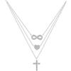 Elli Collana Donna Ciondolo Croce Cuore Infinito con Cristalli in Argento Sterling 925