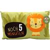 Dekohelden24 Cuscino per bambini con leone - scritta - Altri 5 minuti - L x P ca. 40 x 13 x 23 cm, 100% cotone