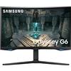 Samsung Monitor Gaming Odyssey G6 (S27BG652), Curvo (1000R), 27'', 2560x1440 (WQHD), 240 Hz, 1ms (GtG), HDMI, USB, DP, Casse Integrate, HAS, Pivot