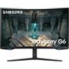 Samsung Monitor Gaming Odyssey G6 (S32BG652), Curvo (1000R), 32'', 2560x1440 (WQHD), Piattaforma Smart TV, HDR600, VA, 240Hz, 1ms (GtG), Freesync Premium Pro, HDMI, USB, DP, Casse, HAS, Pivot