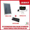 KIT FOTOVOLTAICO ISOLA SOLARE 12V INVERTER 4000W PANNELLO 100W CONTROLLER 30A