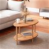 [en.casa] Tavolino da Divano con 2 Piani Ovali Gambe in Legno di Faggio Tavolo Basso Moderno Tavolino da caffè per Salotto Soggiorno 70 x 44 x 43 cm Effetto Legno