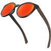 BALINCO Occhiali da sole Bamboo con lenti polarizzate rotonde - in un pratico set di accessori con confezione regalo - con protezione UV400 e lenti TAC - a uomini e donne (arcobaleno specchiato)