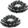 Relaxdays Portacandele, Set da 2, a Forma di Fiore, Supporto in Ghisa, Esterni e Interni, H x D: 6 x 13,5 cm, Argento