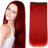 SEGO Extension Capelli Clip Lunghi Lisci Rossi 65cm Fascia Unica Extensions Sintetiche Hair 3/4 Full Head 120g - Rosso Scuro