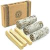 MUT22 3 Salvia Bianca e 3 Palo Santo Sacra da Bruciare, Erba di Purificazione e Armonia: Salvia Apiana 100% Naturale, Ideale per la Pulizia Spirituale e i Rituali Energetici