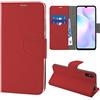 N NEWTOP Cover Compatibile per Xiaomi Redmi 9A / 9AT, HQ Lateral Custodia Libro Flip Chiusura Magnetica Portafoglio Simil Pelle Stand (Rosso)
