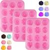 Rairsky Stampi in Silicone per Dolci Antiaderente per Alimenti,3 pezzi 12 Motivi Floreal Stampo Torta Stampini Silicone Stampo Mini per Cioccolato, Caramelle, Gelatina, Cubetti di Ghiaccio, Muffin,Sapone