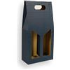 Weboxes Porta bottiglia doppia con manico 19 x 9 x 38 - Colore Blu- Confezione da 20 pezzi
