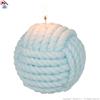 Boooh.it CANDELA SFERICA GOMITOLO CELESTE EFFETTO CORDA MARINAIO - DIAMETRO Ø 10CM | IDEA REGALO ARREDAMENTO