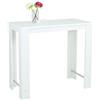 Hela Tische, Frieda - Tavolino da bar, materiale a base di legno, finitura di colore bianco, gambe angolari, barre in metallo cromato, 120 x 58 x 108 cm