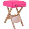 QUIRUMED Sgabello Pieghevole in Legno con Sedile, Rivestito in Colore Rosa, Multiuso, Tavolino, Poggiapiedi, Similpelle, Trasportabile, Fino a 100 kg, 33 x 33 x 48