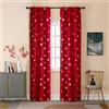 GIRASOLE HOME® Coppia Tende Oscuranti Morbide Fantasia Stelle Argentate Tenda Morbida per Interni con Tasca e Passanti Nascosti 2 Pannelli (Rosso, 70x235cm)