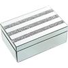 DRW Portagioie rettangolare in vetro con glitter a specchio 22x14x9 cm