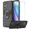 DERHAN Cover per OPPO Find X5 Lite con Vetro Temperato, Custodia Protettiva Resistente Antiurto Robusta Case con Supporto Magnetico Rotante a 360° - Nero