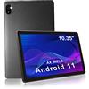 CWOWDEFU Tablet 10.35 pollici Android 11 Tablet con 5G WiFi+WiFi6,3GB RAM 32GB ROM,1332x800 IPS HD+ Display,GMS,6000mA Batteria,Quad-Core,5MP+8MP Fotocamera,Bluetooth 5.0,Custodia in Pelle (Grigio)