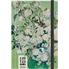 Kaos Agenda Settimanale 2023-12 mesi con Planner - Medium 13x21 cm - Per Casa, Ufficio, Università - Copertina Rigida, Elastico piatto, Segnalibro, Angoli arrotondati - Van Gogh - Vaso di Rose