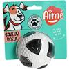 Aimé - Giochi per cani - Palla per cani - Giochi interattivi per cani - Pallone da calcio con squeaker e campanellino - All'odore di manzo - 8 cm - Stimola olfatto e udito del cane