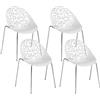 Beliani Set di 4 sedie plastica bianco schienale decorativo traforato Mumford