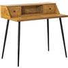 DRW Scrivania con 2 cassetti in Legno Nero 100 x 57 x 93 cm, Altezza Gambe: 72 cm, Natural Y, estandar