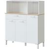 Habitdesign Credenza da cucina, credenza da pranzo, mobile ausiliario 3 ante + 1 cassetto e ripiano interno, colore bianco Artik e rovere canadese, dimensioni: 108 (larghezza) x 126 (altezza) x 40