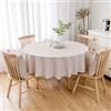 oxiang Cotone Lino Tinta Unita Tovaglie Rotonde Antimacchia Ristorante Tovaglia,220cm,grigio Chiaro