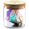 Amoroses Bijou - Rosa Stabilizzata Eterna con Calice Placcato Oro 24K in Barattolo di Vetro | Idea Regalo (Rosa Multicolore Unicorno)