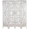 DRW Paravento a 4 pannelli in legno MDF traforato in bianco decape 160 x 40 x 2,4 cm