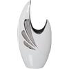DRW Vaso da pavimento in ceramica in bianco e argento 25 x 15 x 49 cm