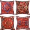 DakTou Set di 4 Fodere per Cuscini Decorativi 40x40cm Bohemian Etno Rosso Turco Tappeti Modello Fodera per Cuscino Cotone e Lino Copricuscini Divano per Camera da Letto Soggirno Interni Esterni