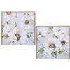 DRW Set di 2 Quadri Tela Legno Quadrati con Fiori Multicolore 80 x 3 x 80 cm, Multi, estandar