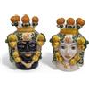 Ceramics Caltagirone Teste di Moro in ceramica Siciliana di Caltagirone uomo donna limoni 20 cm