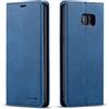 FMPC Tenphone - Custodia protettiva per Samsung Galaxy S7 Edge, in pelle sintetica di alta qualità, antiurto, magnetica, a portafoglio, colore: blu
