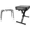 Tiger Music Kys21-Bk Supporto Da Tastiera A 4 Gambe, Regolabile & Rockjam Premium Imbottita Tastiera Panchina E Piano Sgabello Regolabile