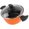 MAGEFESA Casseruola con coperchio 20Ø - Valencia New, Antiaderente doppio strato rinforzato, fondo 100% Full Induction, esterno arancione, 50% risparmio energetico.