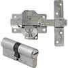 Amig - Confezione di sicurezza Hasp in acciaio e cilindro in ottone abbinato per porte in legno, mod. 1PLUS, 70 mm (35-35), aumenta la sicurezza della tua casa, acciaio argentato