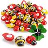 Robin Goods® 60 api e Coccinelle in Legno - Coccinelle e api autoadesive - Adesivi per l'artigianato - Portafortuna - Articoli per l'artigianato (60 Pezzi - Rosso/Giallo)