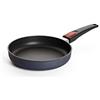 Woll Diamond Lite - Padella piatta induttiva, diametro 22 cm, altezza 5 cm, con manico rimovibile, adatta per tutti i piani cottura, in alluminio pressofuso, rivestimento antiaderente, resistente al