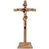 DRW Crocifisso Croce Legno Simulato Resina Dipinto a Mano 28 cm