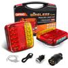 Qiping LED Fanali posteriori rimorchio senza fili 12V magnetico kit Fanale posteriore wireless portatile per rimorchi auto, roulotte, veicoli agricoli, camper- ricaricabile, impermeabile, E11