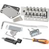Unxuey Kit per chitarra elettrica Tremolo Bridge Bar Kit a 6 corde Bridge Tremolo System Set con piastra per collo Rinforzare Board per Fender Strat Chitarra Sostituzione, Cromo