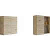 Mama Store Atena Pensile Doppio Mettitutto 4 ante e sistema di apertura push adn pull, Laminato, Quercia Naturale & Atena Pensile Doppio 2 Ante con vani a Giorno, Quercia Naturale