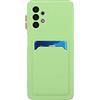 Miagon Opaco Portafoglio Custodia per Samsung Galaxy A53 5G,Slot Card Holder Porta Carte Cover Protettiva in Silicone Sottile Morbido AntiGraffio Case,Verde